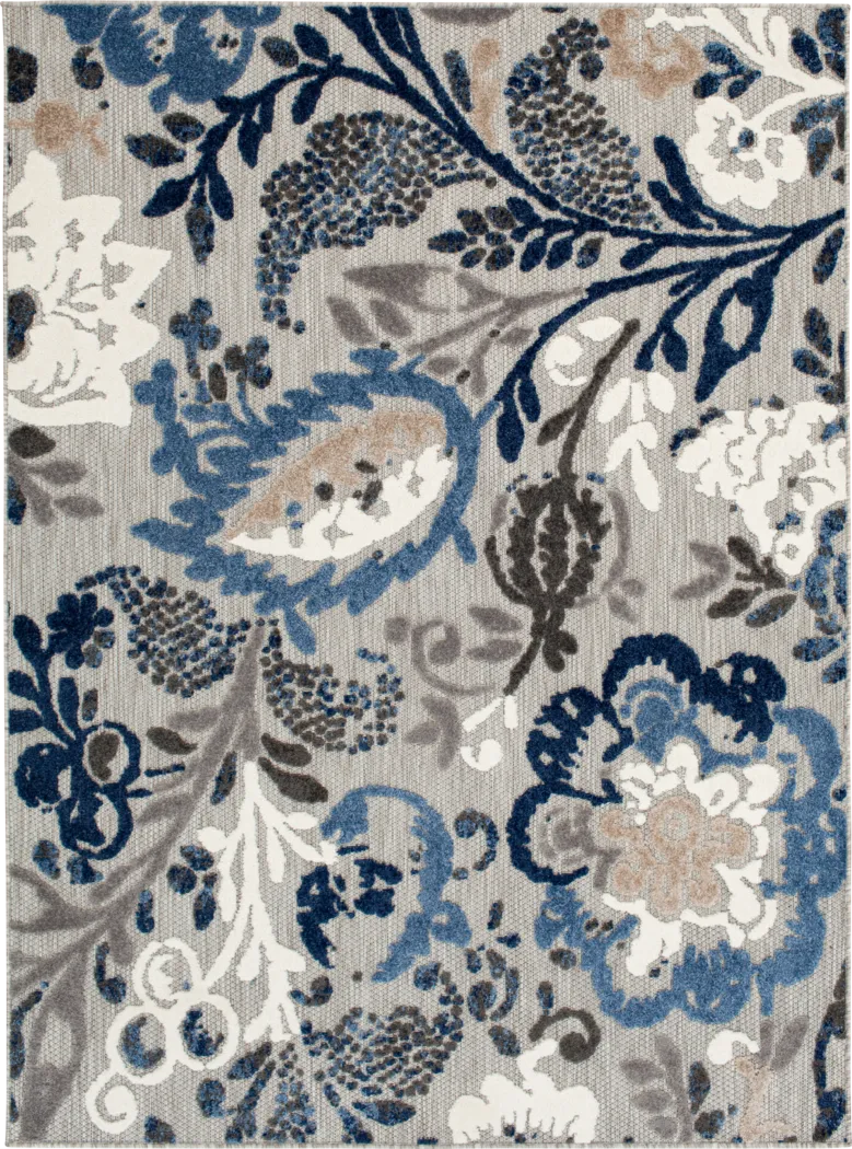 Hanaa Gray/Blue 7'10 x 9'10 Indoor/Outdoor Rug - Thumbnail - Image 1