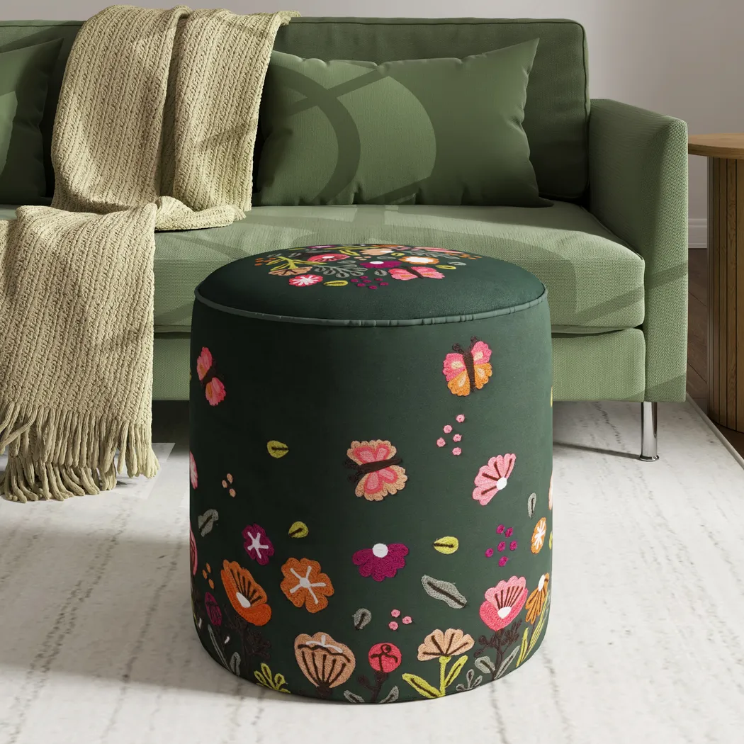Hancana Green Ottoman - Thumbnail - Image 2