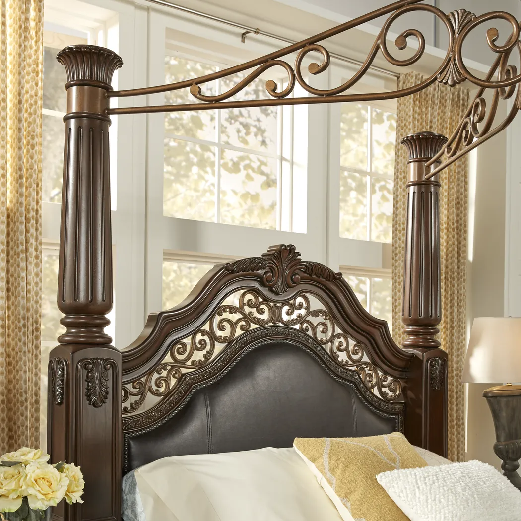 Handly Manor Pecan 8 Pc King Canopy Bedroom - Thumbnail - Image 2