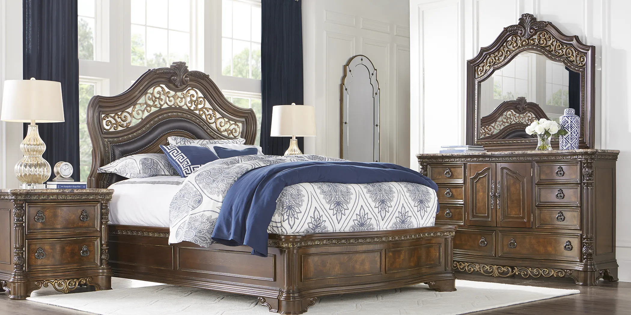 Handly Manor Pecan 5 Pc King Panel Bedroom - Thumbnail - Image 2