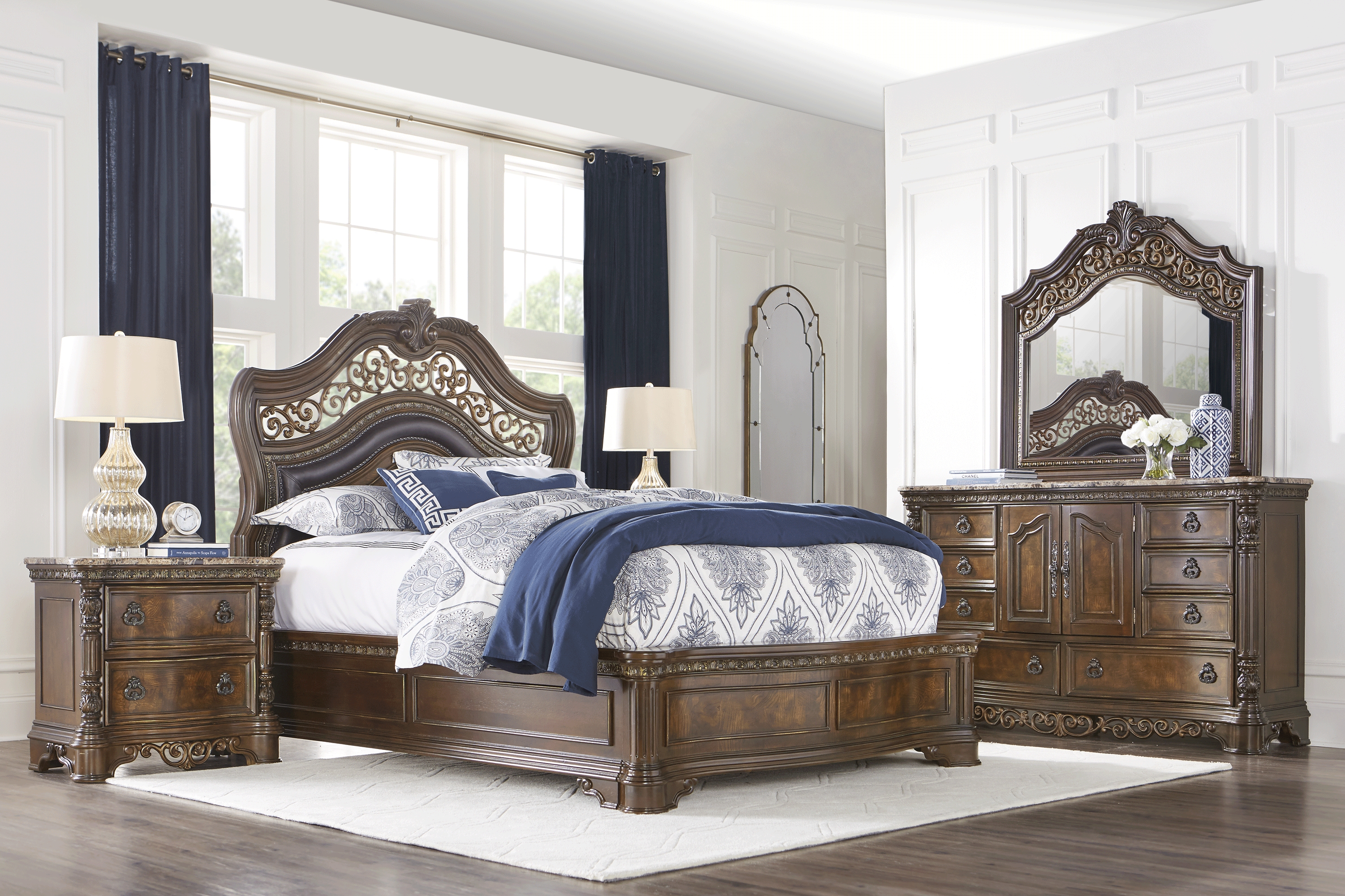 Handly Manor Pecan 3 Pc Queen Bed - Thumbnail - Image 2