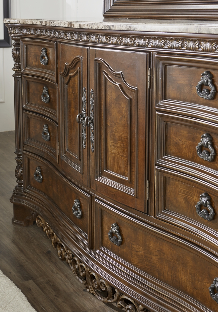 Handly Manor Pecan 8 Pc King Panel Bedroom - Thumbnail - Image 7