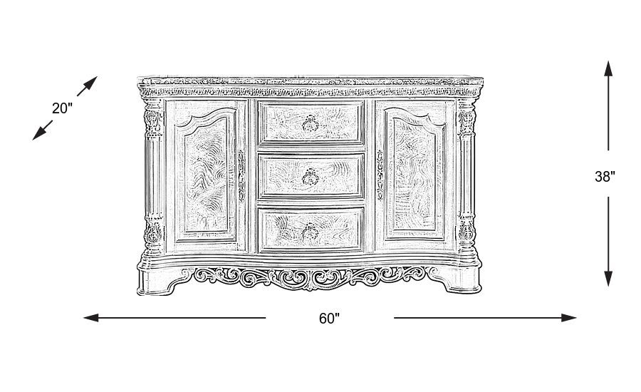 Dimension Image. Please refer to the Dimension Tab on this page for dimension details.