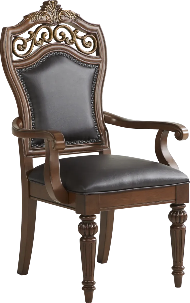 Handly Manor Pecan Upholstered Arm Chair - Thumbnail - Image 1