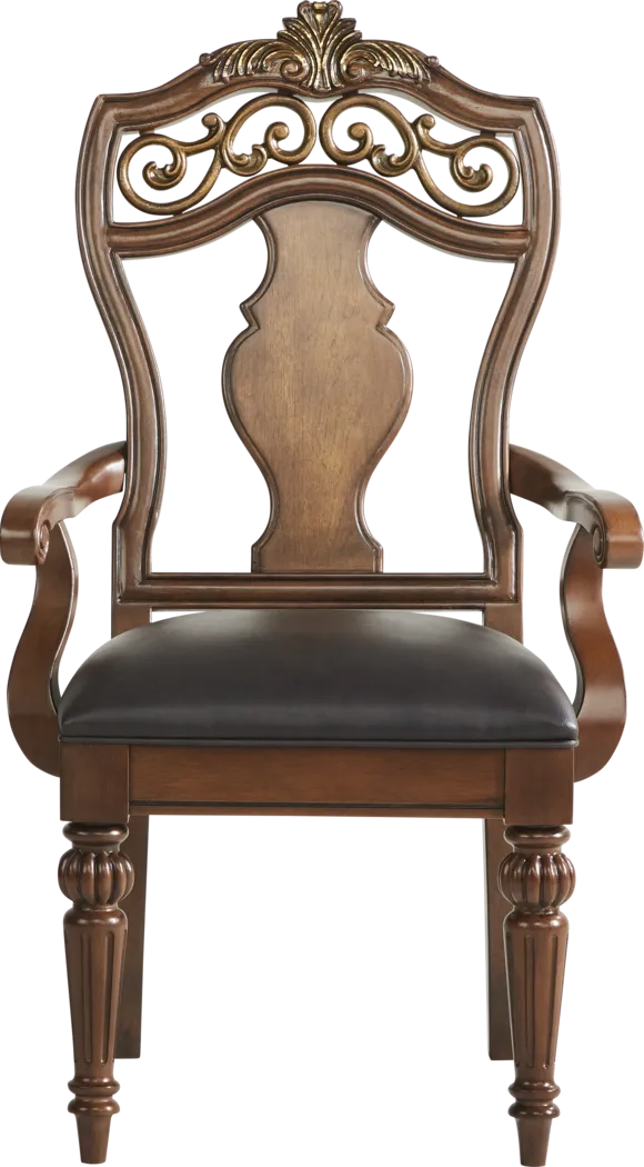 Handly Manor Pecan Wood Back Arm Chair - Thumbnail - Image 2