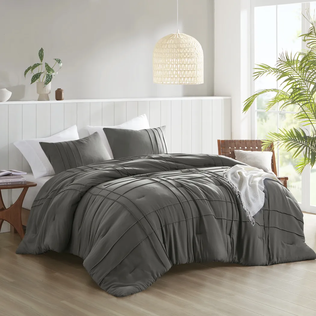 Hanleyea Dark Gray Queen 3 Pc Comforter Set - Thumbnail - Image 1