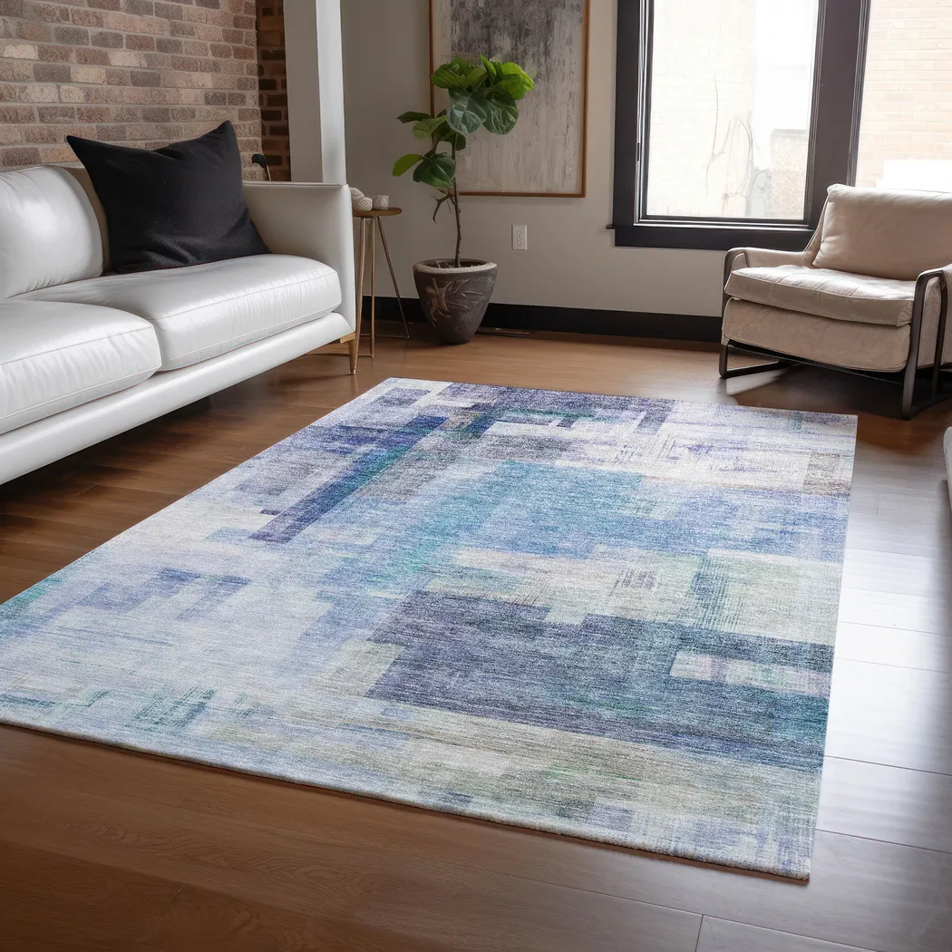 Hanne Blue 5' x 8' Machine Washable Rug - Thumbnail - Image 2
