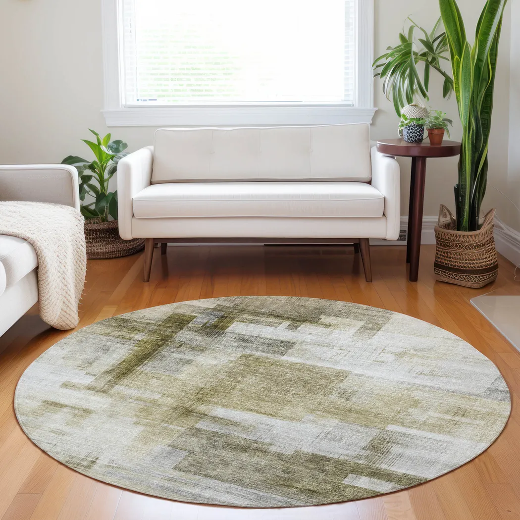 Hanne Brown 8' Round Machine Washable Rug - Thumbnail - Image 2