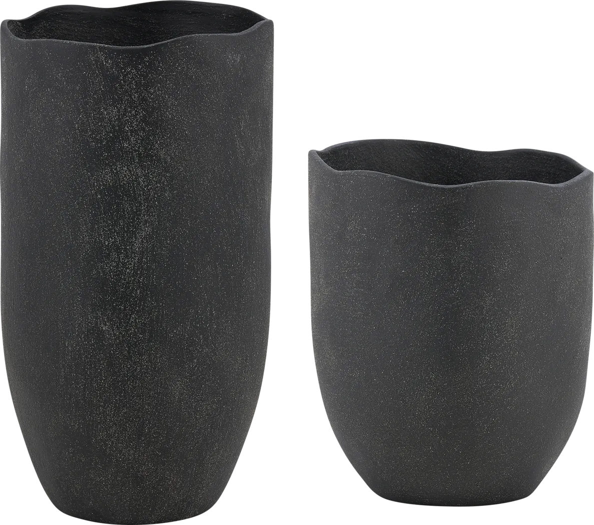 Haoli Black Outdoor Vase, Set of 2 - Thumbnail - Image 3