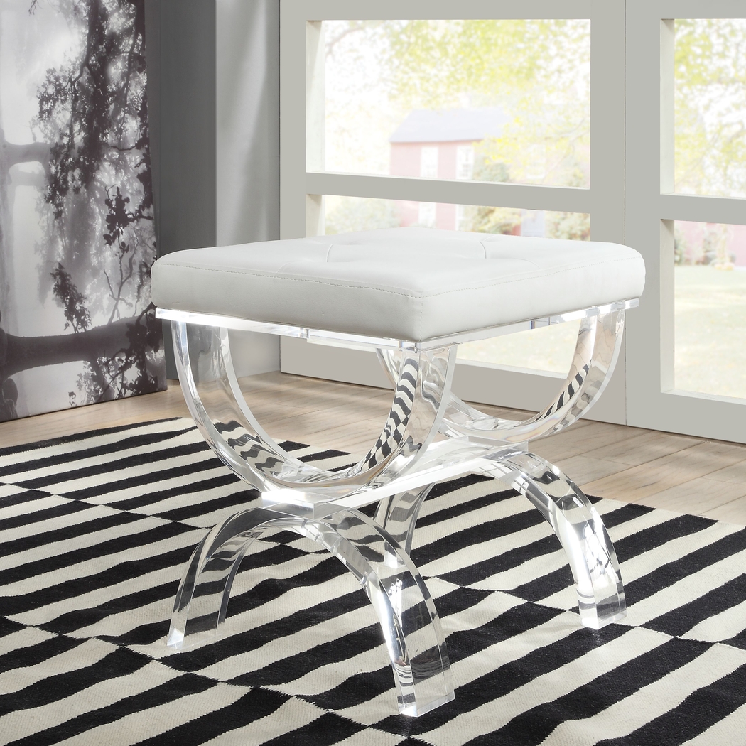 Harbison White Vanity Stool - Thumbnail - Image 4