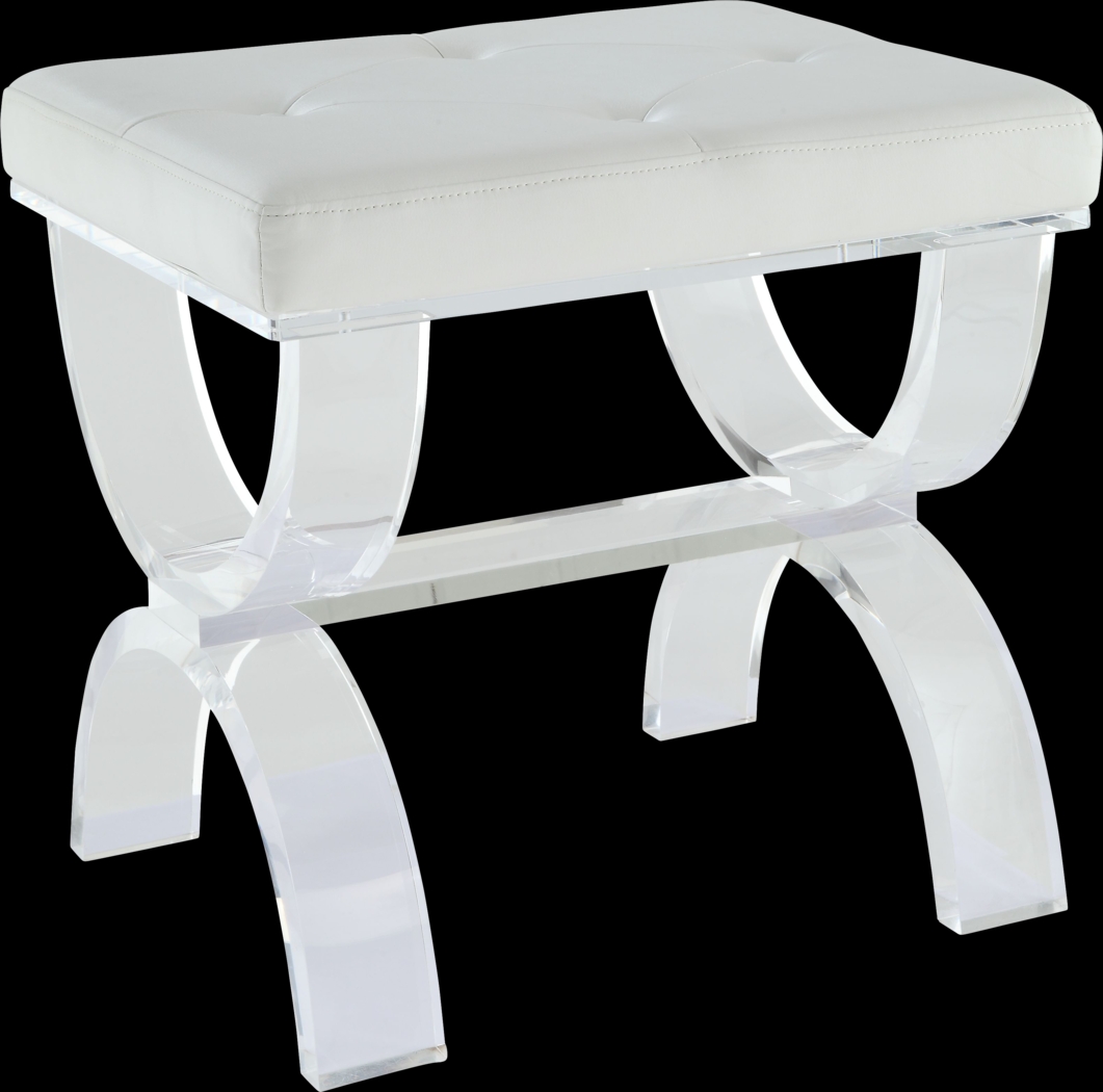 Harbison White Vanity Stool - Thumbnail - Image 1