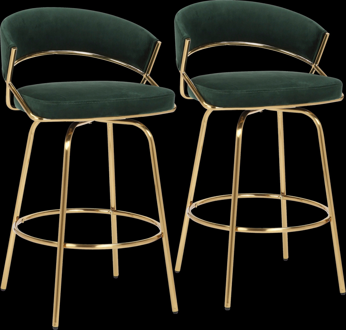 Harborson Green Counter Height Stool, Set of 2 - Thumbnail - Image 1