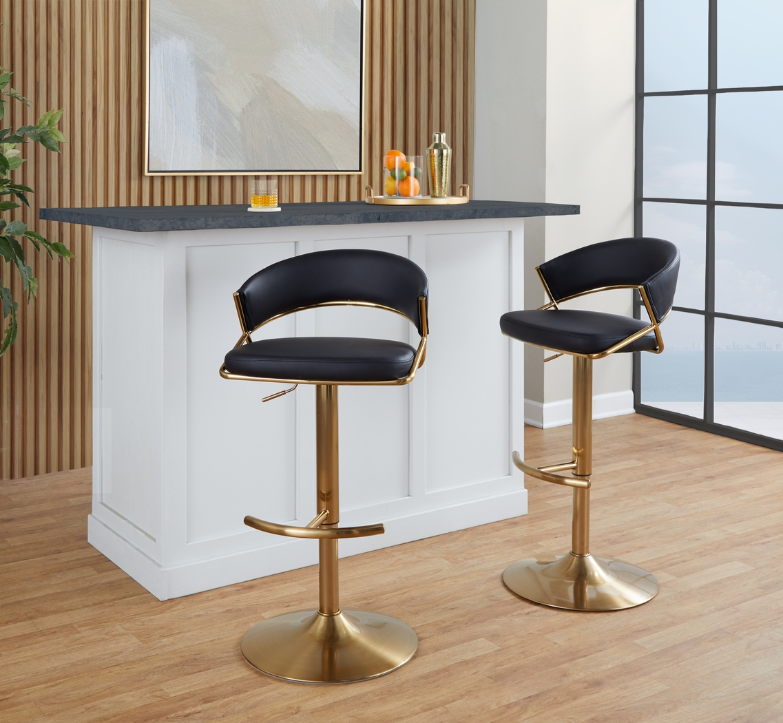Harborson II Black Adjustable Swivel Barstool, Set of 2 - Thumbnail - Image 2