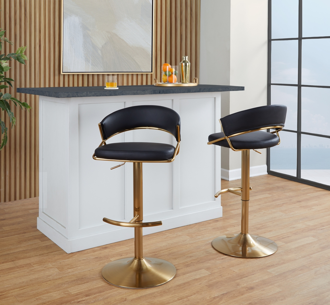 Harborson II Black Adjustable Swivel Barstool, Set of 2 - Thumbnail - Image 3