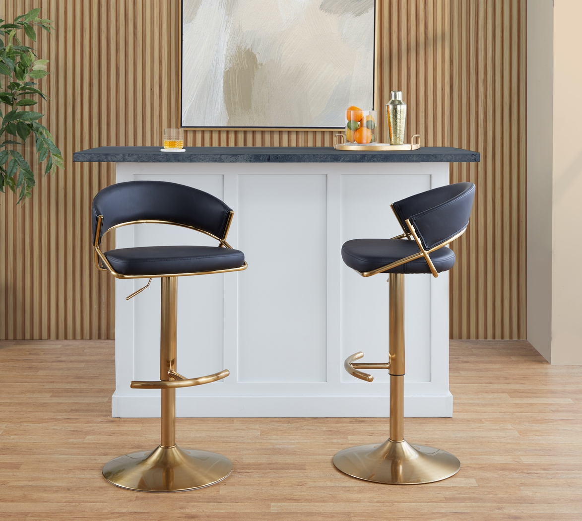 Harborson II Black Adjustable Swivel Barstool, Set of 2 - Thumbnail - Image 4