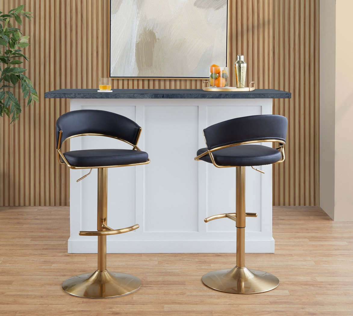 Harborson II Black Adjustable Swivel Barstool, Set of 2 - Thumbnail - Image 5