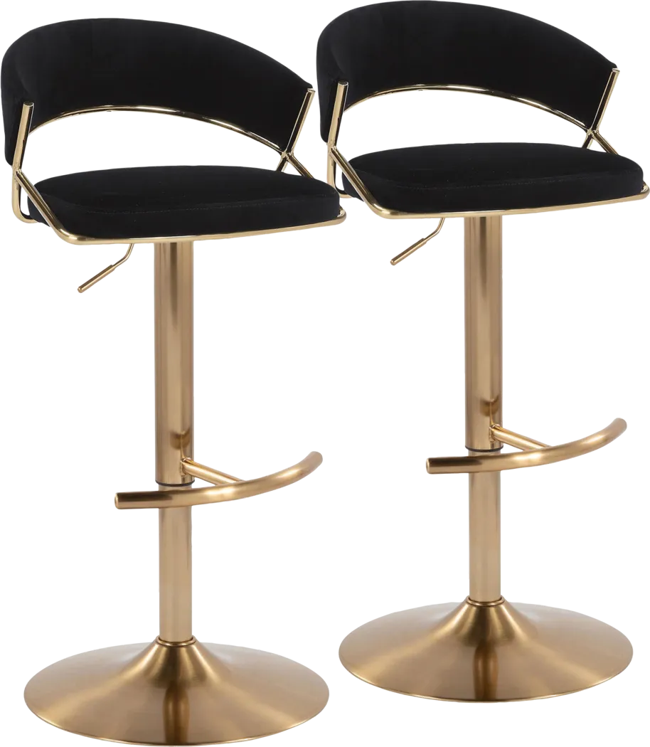 Harborson II Black Adjustable Swivel Barstool, Set of 2 - Thumbnail - Image 1