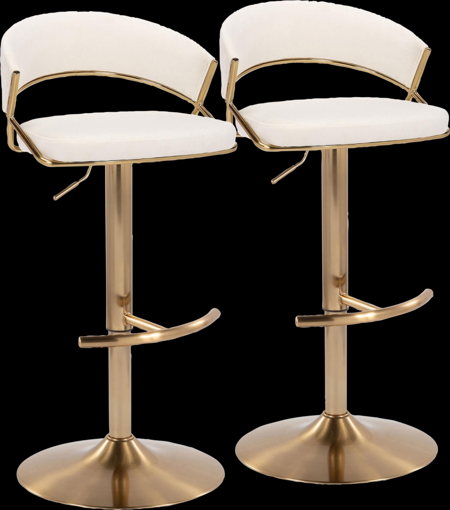 Harborson II Cream Adjustable Swivel Barstool, Set of 2 - Thumbnail - Image 1