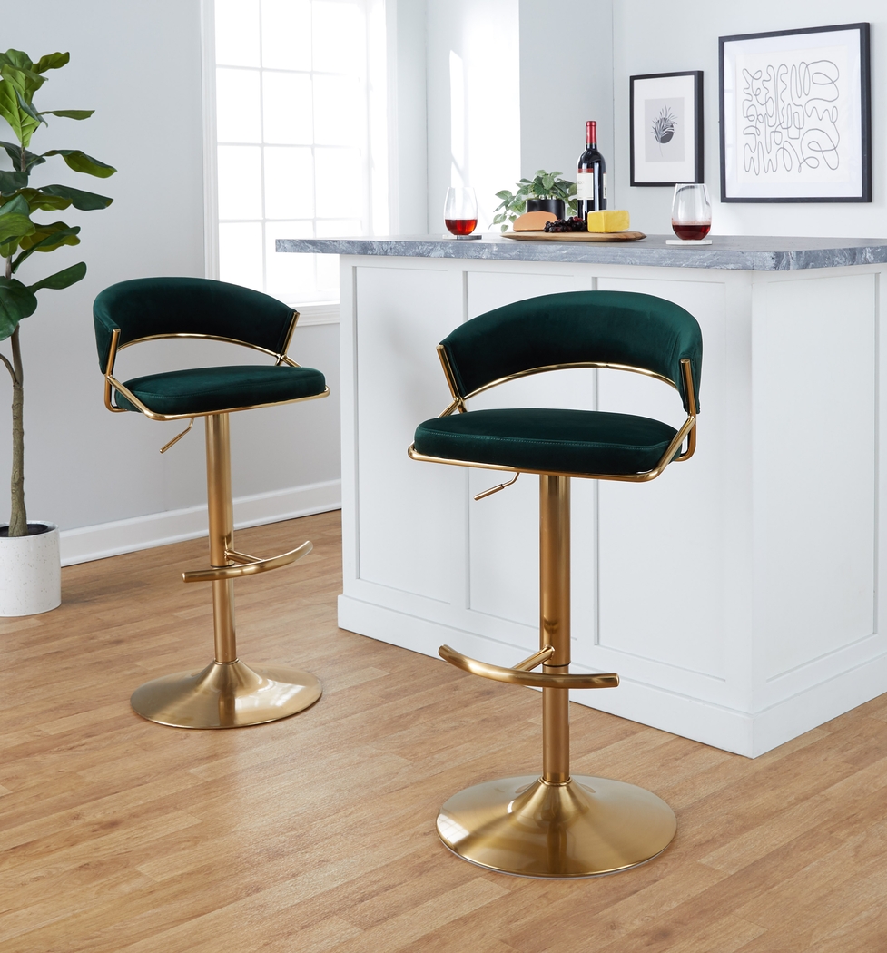 Harborson II Green Adjustable Swivel Barstool, Set of 2 - Thumbnail - Image 4