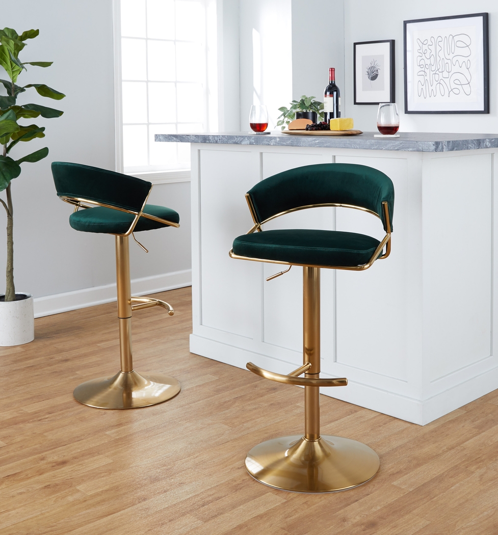 Harborson II Green Adjustable Swivel Barstool, Set of 2 - Thumbnail - Image 5