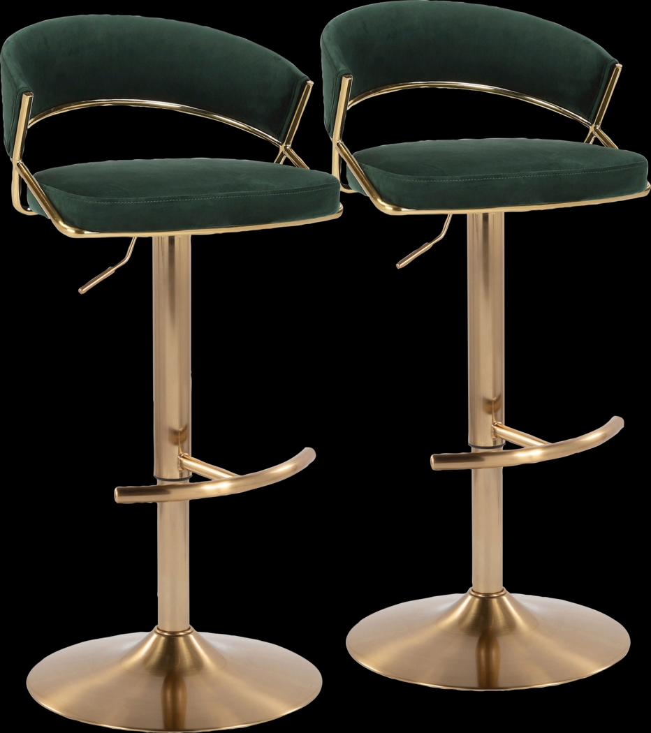 Harborson II Green Adjustable Swivel Barstool, Set of 2 - Thumbnail - Image 1