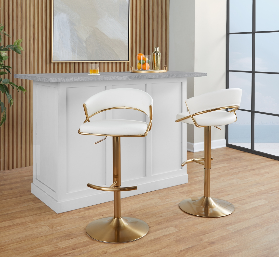 Harborson II White Adjustable Swivel Barstool, Set of 2 - Thumbnail - Image 3