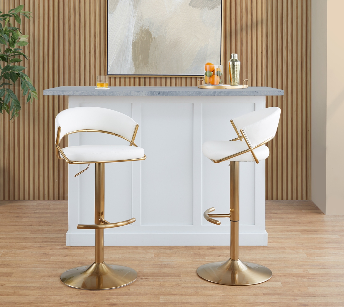 Harborson II White Adjustable Swivel Barstool, Set of 2 - Thumbnail - Image 4