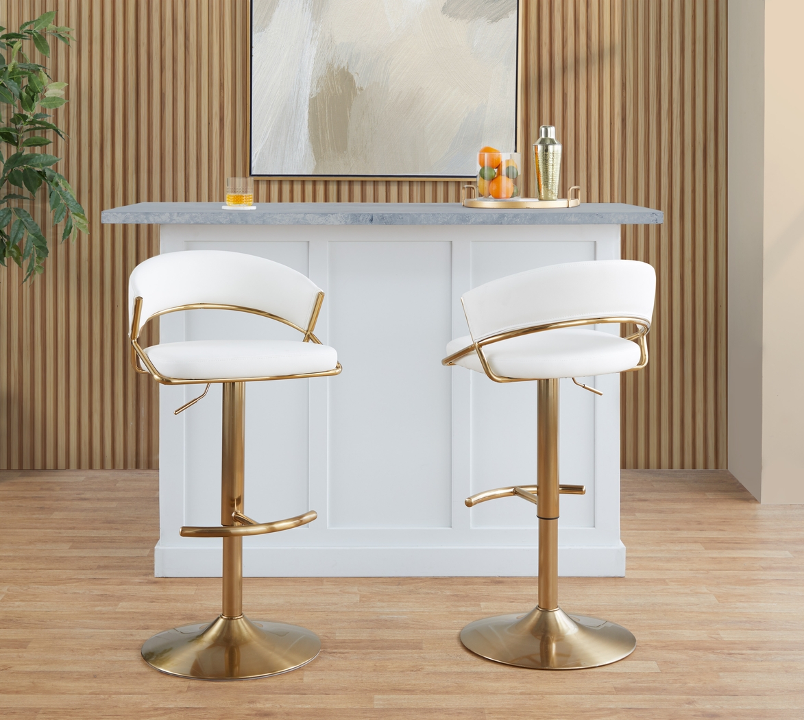 Harborson II White Adjustable Swivel Barstool, Set of 2 - Thumbnail - Image 5