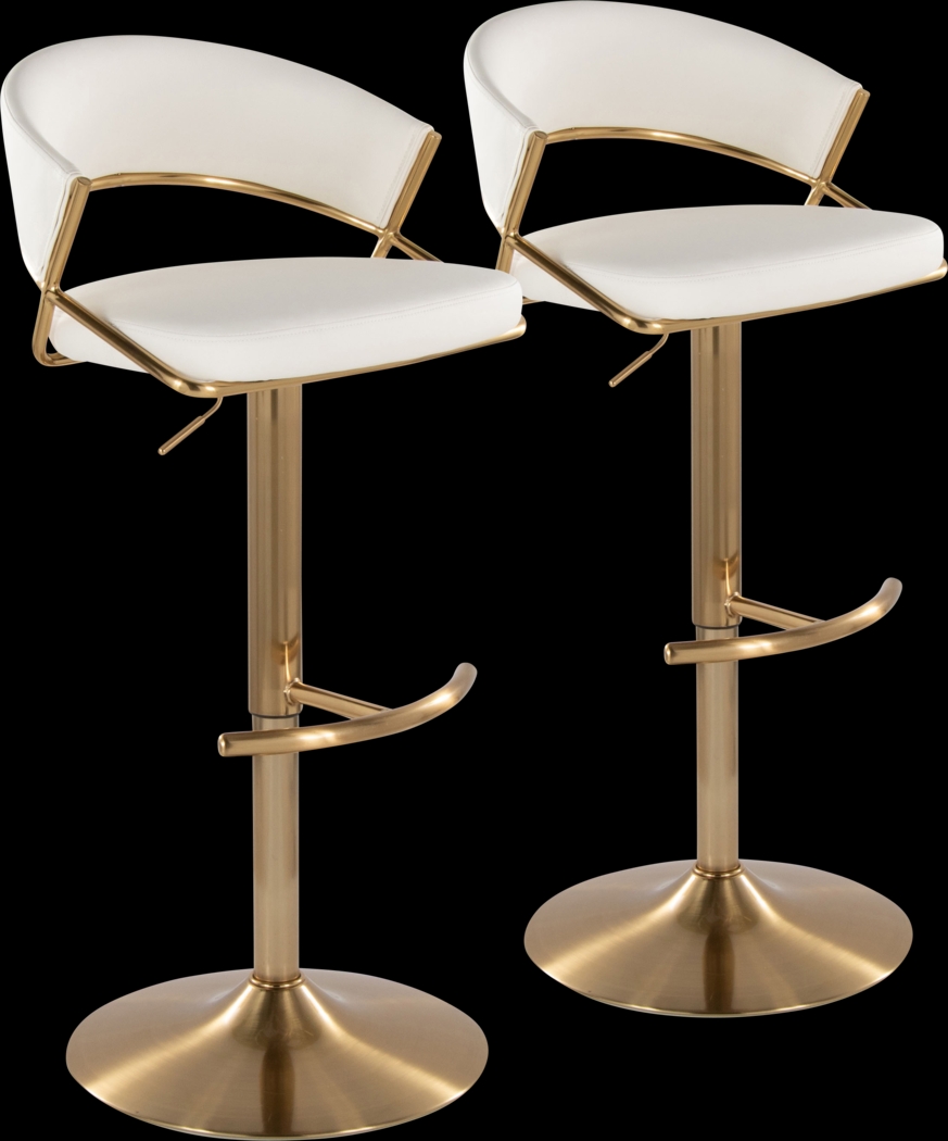 Harborson II White Adjustable Swivel Barstool, Set of 2 - Thumbnail - Image 1