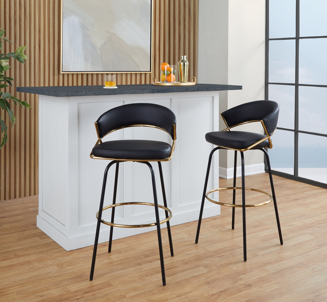 Harborson III Black Barstool, Set of 2 - Thumbnail - Image 2
