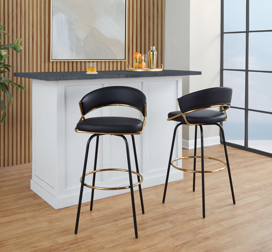 Harborson III Black Barstool, Set of 2 - Thumbnail - Image 3