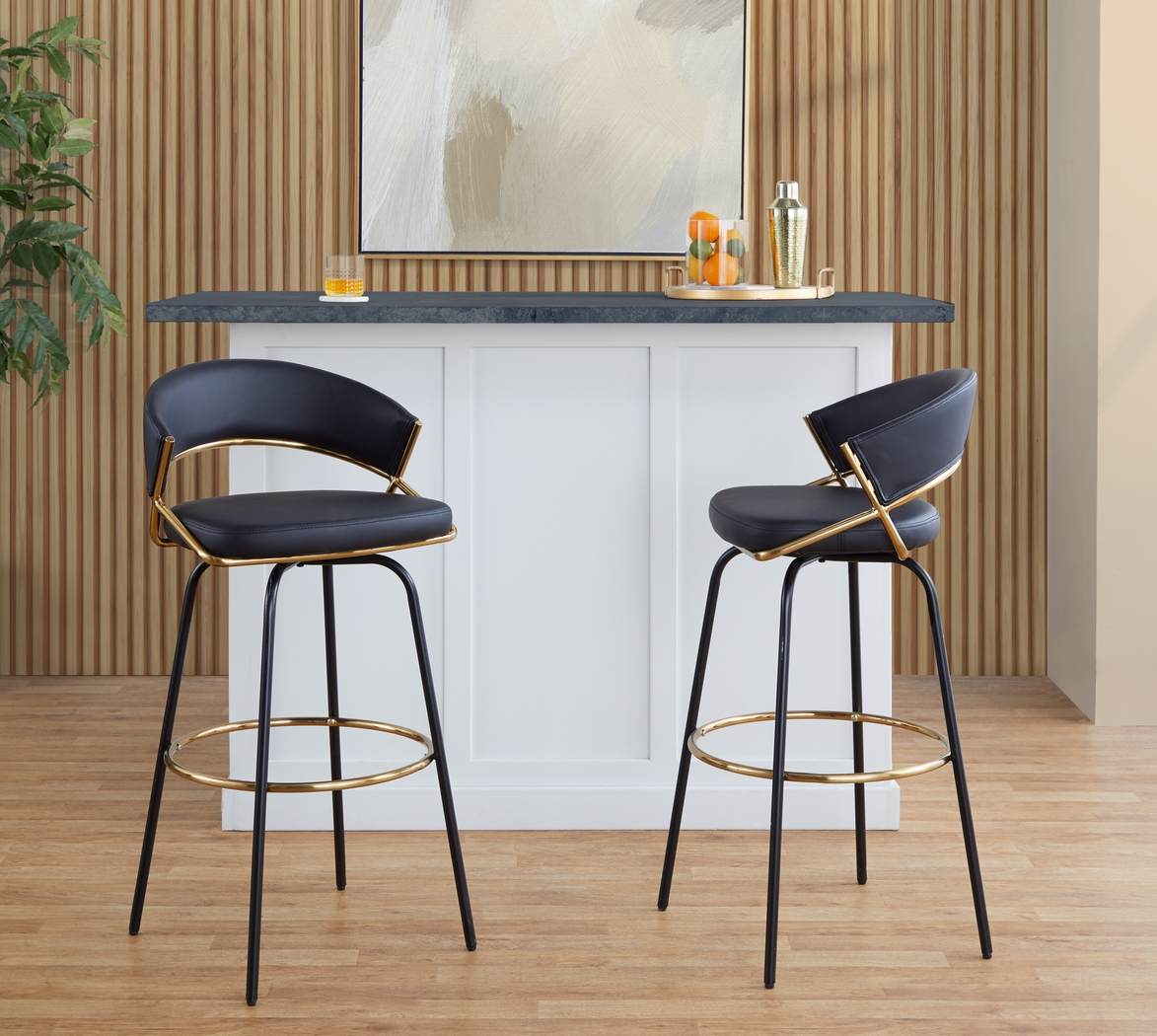 Harborson III Black Barstool, Set of 2 - Thumbnail - Image 4