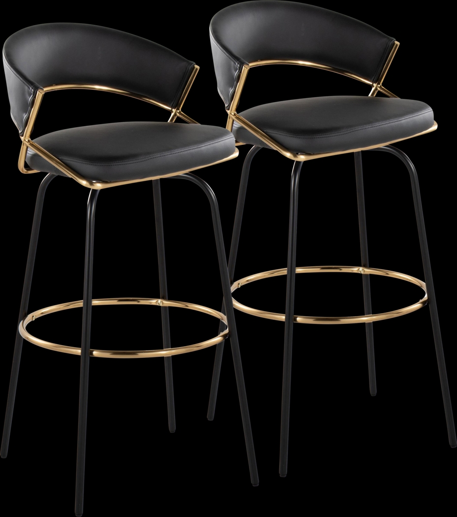 Harborson III Black Barstool, Set of 2 - Thumbnail - Image 1