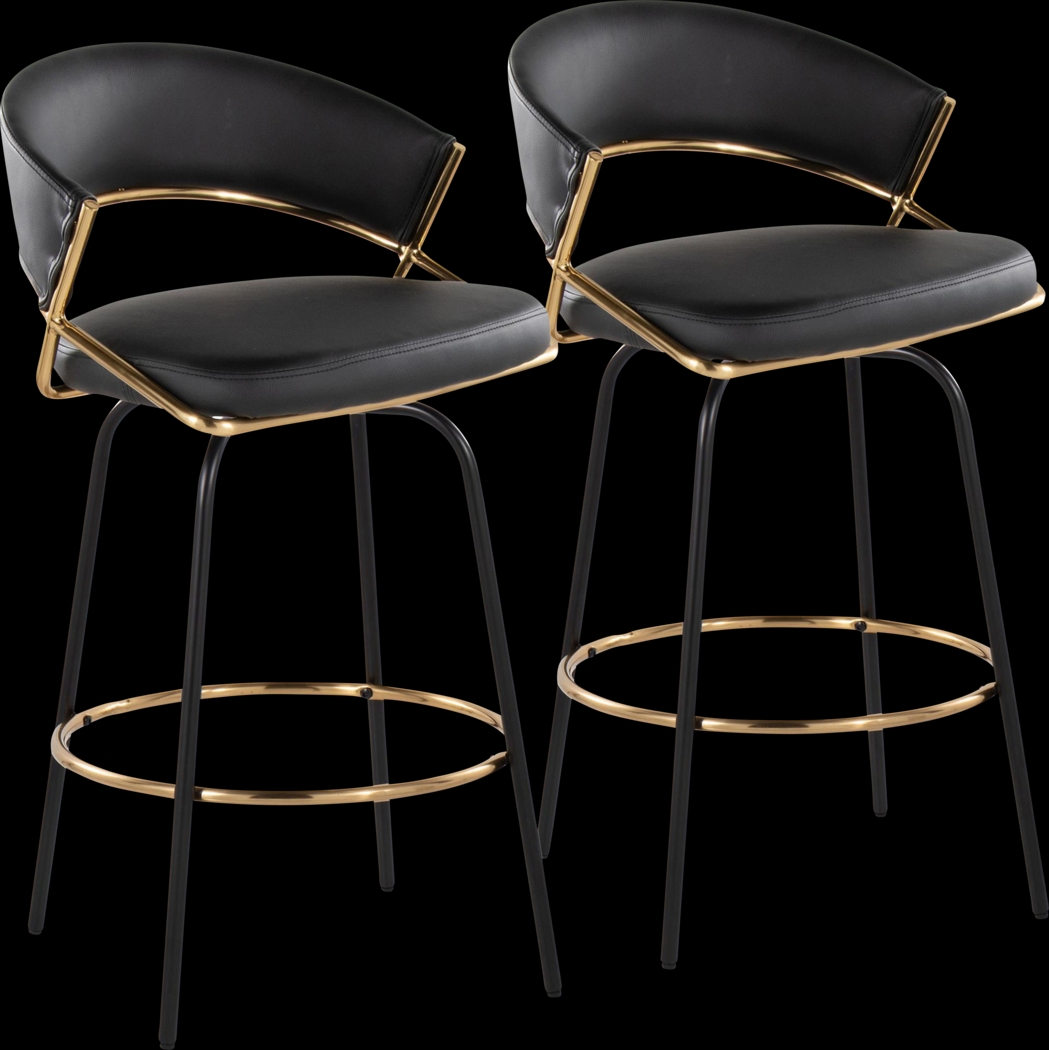 Harborson III Black Counter Height Stool, Set of 2 - Thumbnail - Image 1