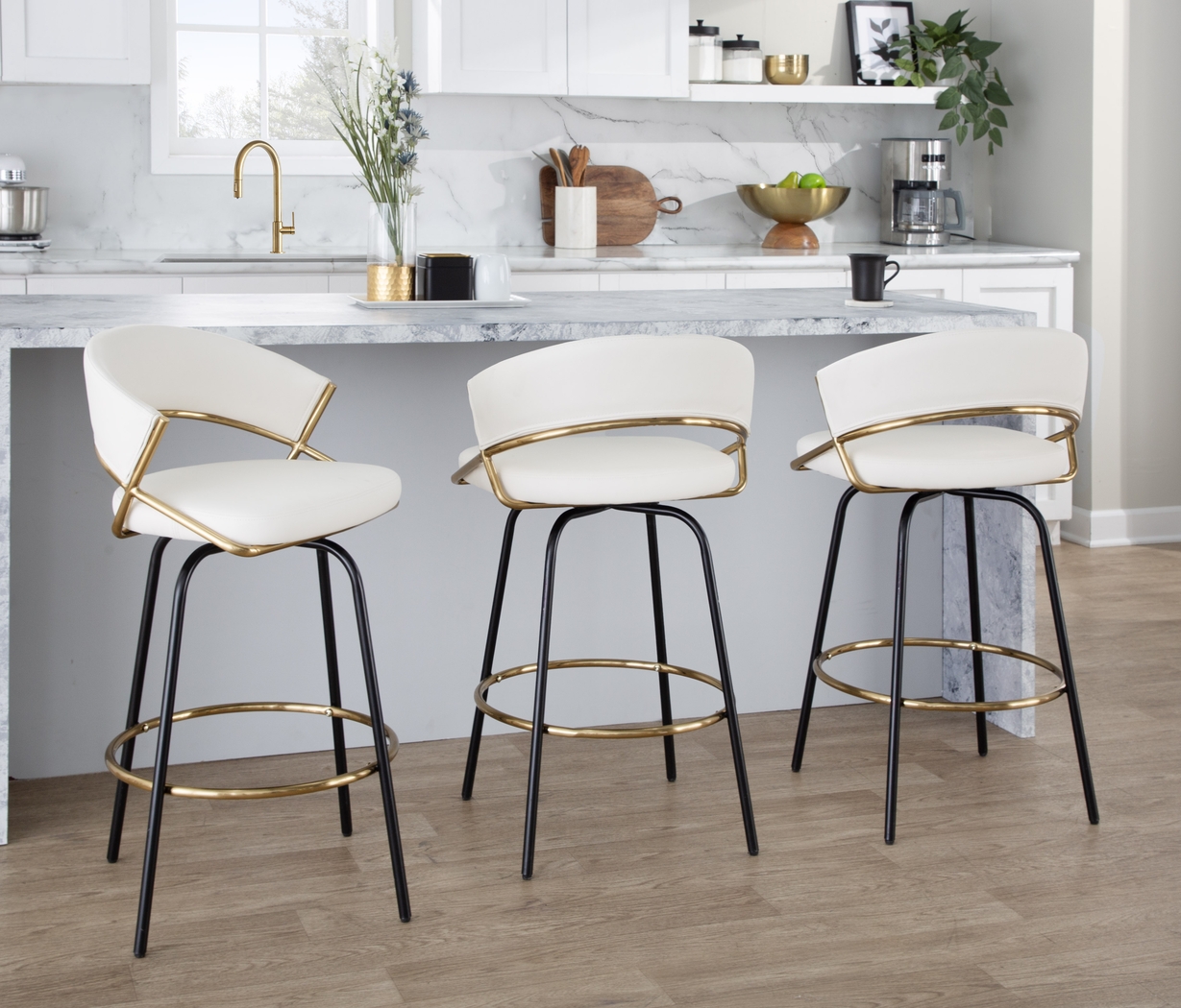 Harborson III White Counter Height Stool, Set of 2 - Thumbnail - Image 2