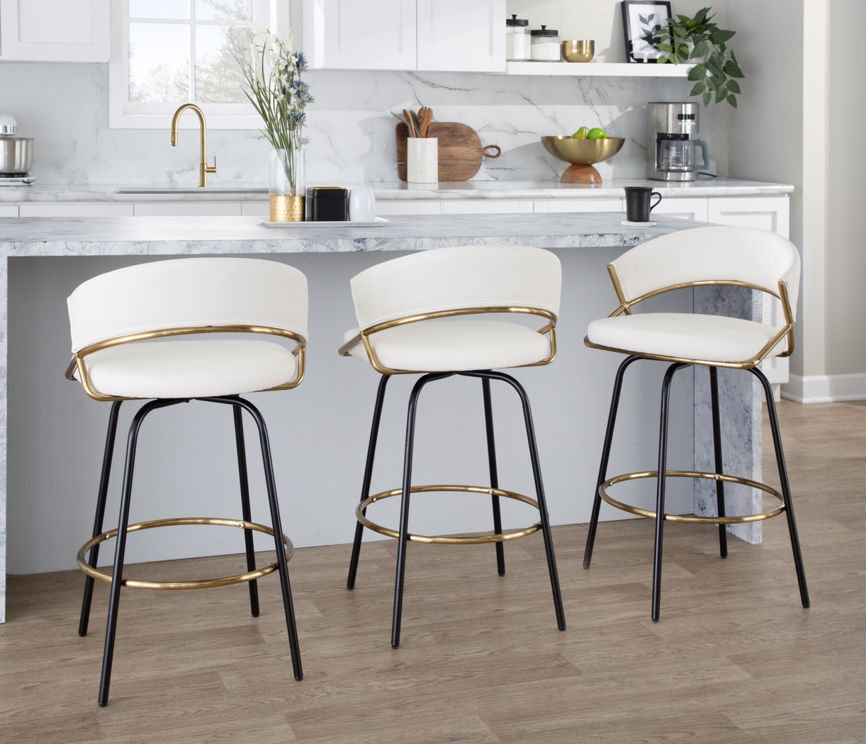 Harborson III White Counter Height Stool, Set of 2 - Thumbnail - Image 3