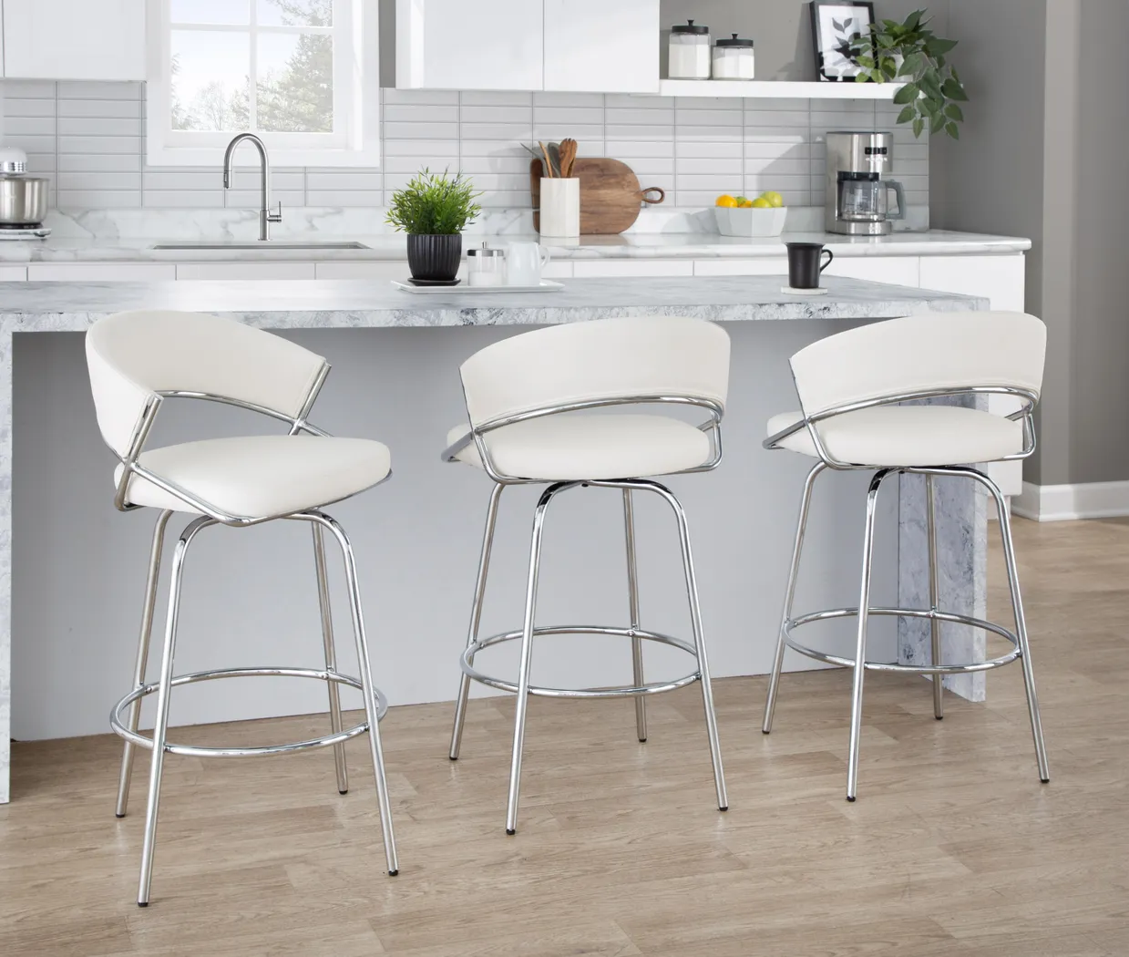 Harborson IV White Counter Height Stool, Set of 2 - Thumbnail - Image 2