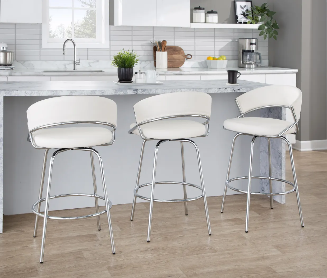 Harborson IV White Counter Height Stool, Set of 2 - Thumbnail - Image 3