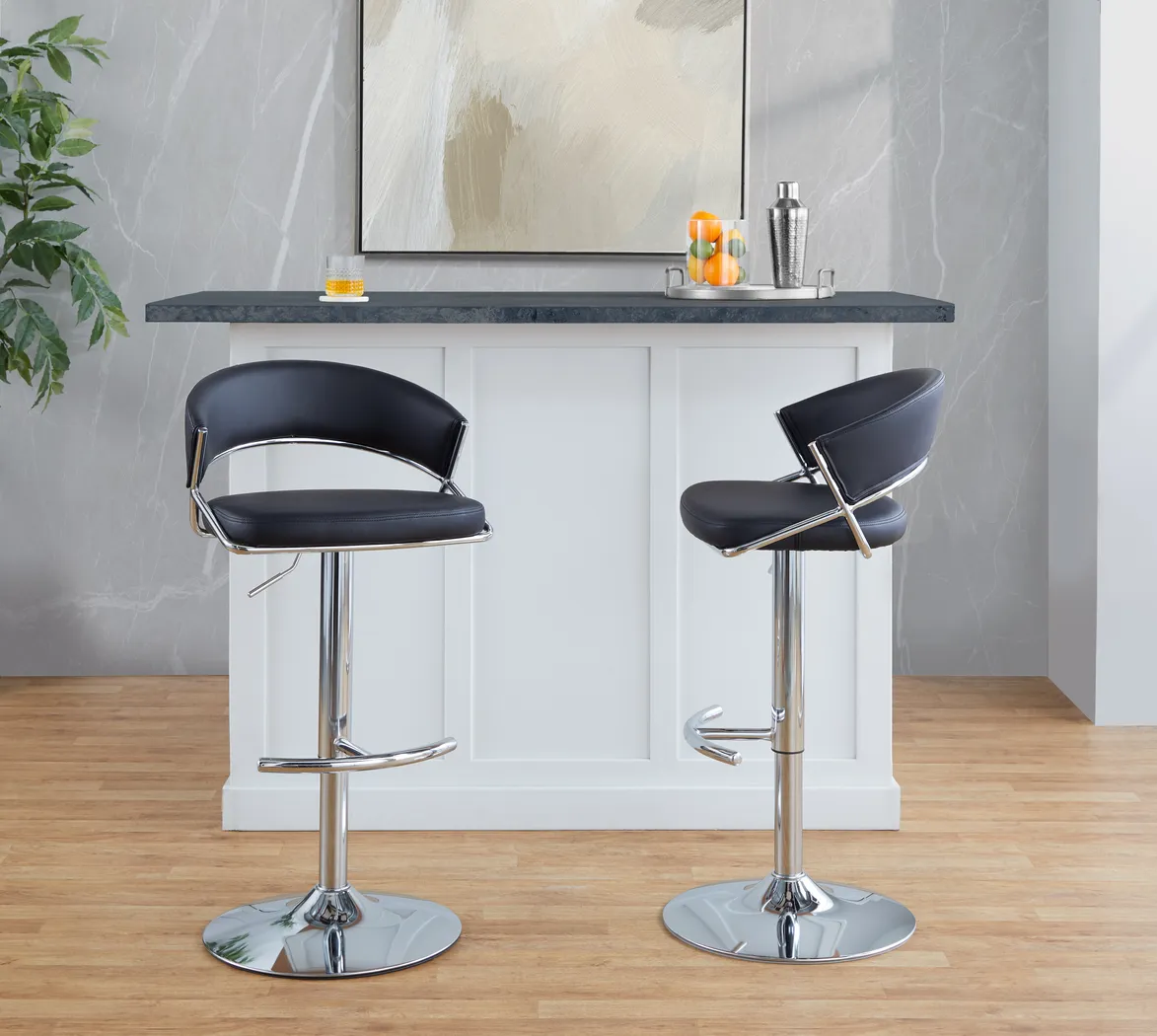 Harborson V Black Adjustable Swivel Barstool, Set of 2 - Thumbnail - Image 4