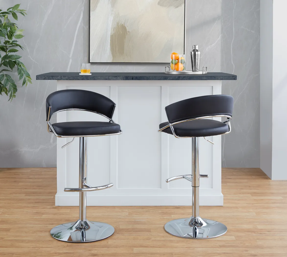 Harborson V Black Adjustable Swivel Barstool, Set of 2 - Thumbnail - Image 5