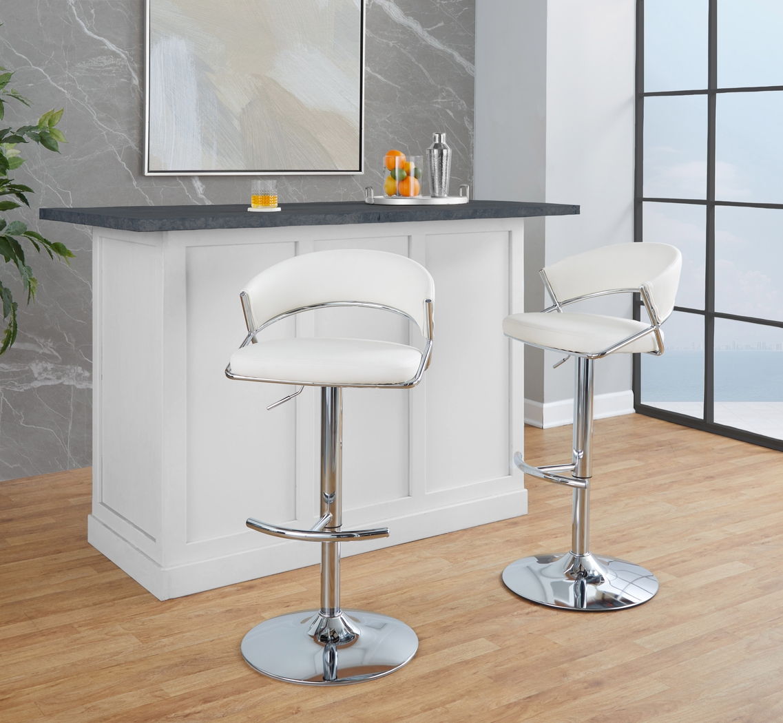 Harborson V White Adjustable Swivel Barstool, Set of 2 - Thumbnail - Image 2