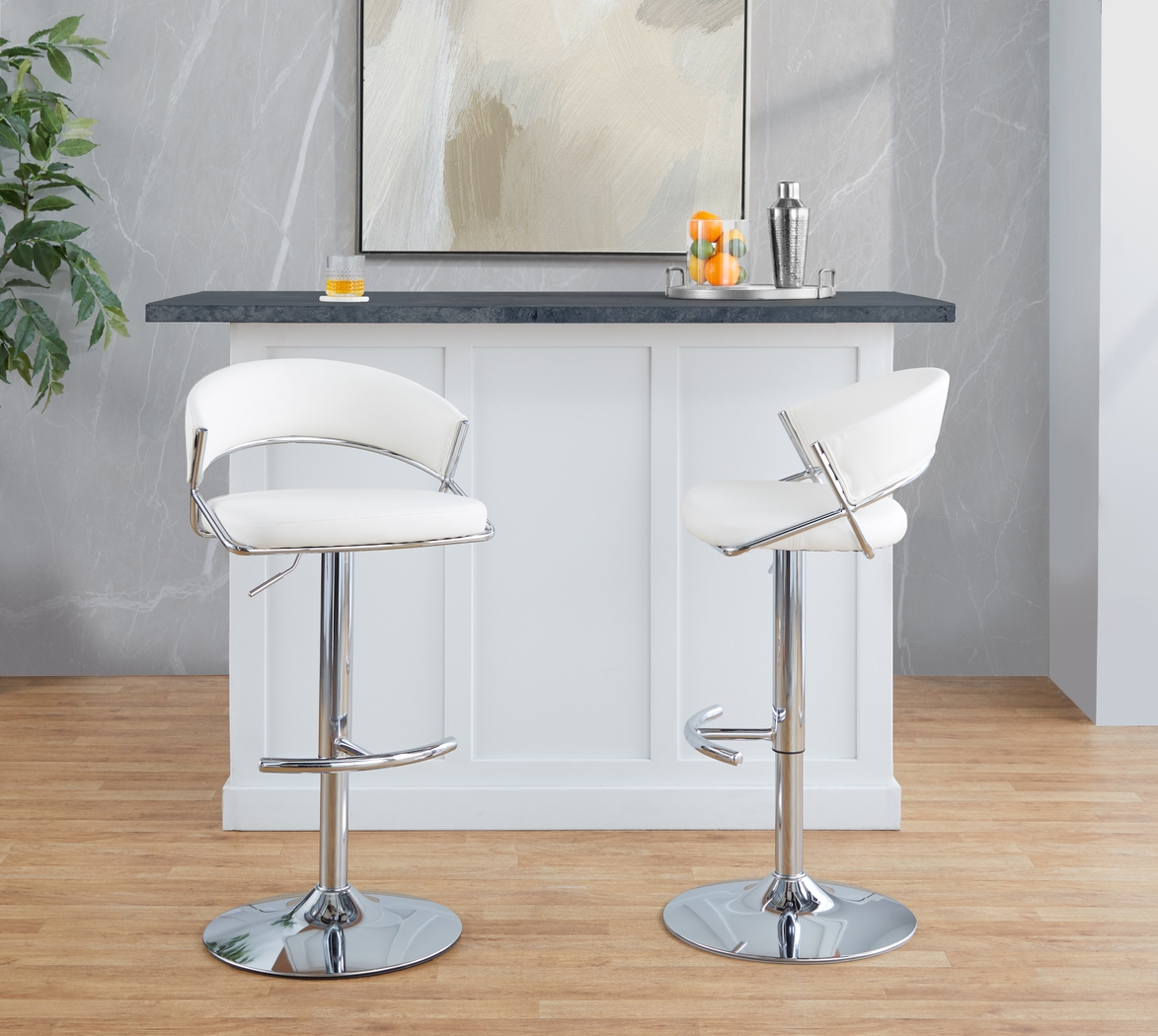 Harborson V White Adjustable Swivel Barstool, Set of 2 - Thumbnail - Image 4