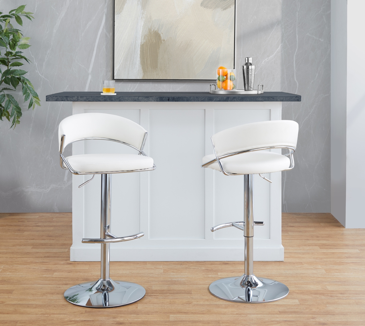 Harborson V White Adjustable Swivel Barstool, Set of 2 - Thumbnail - Image 5