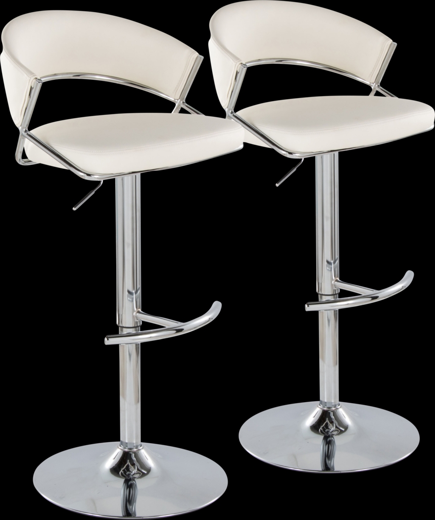 Harborson V White Adjustable Swivel Barstool, Set of 2 - Thumbnail - Image 1