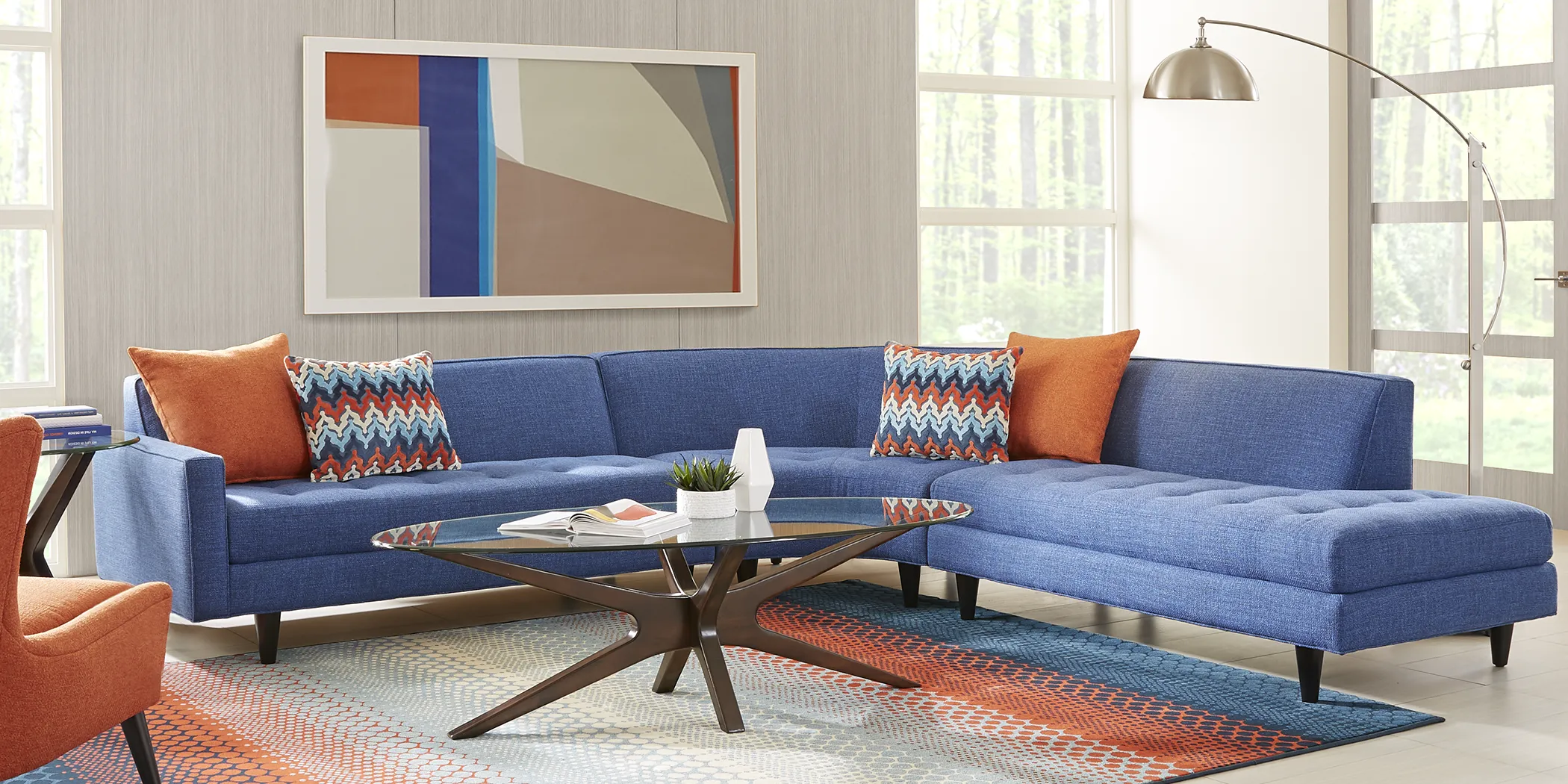 Harbour City Hollywood Hills Blue 3 Pc Sectional - Thumbnail - Image 2