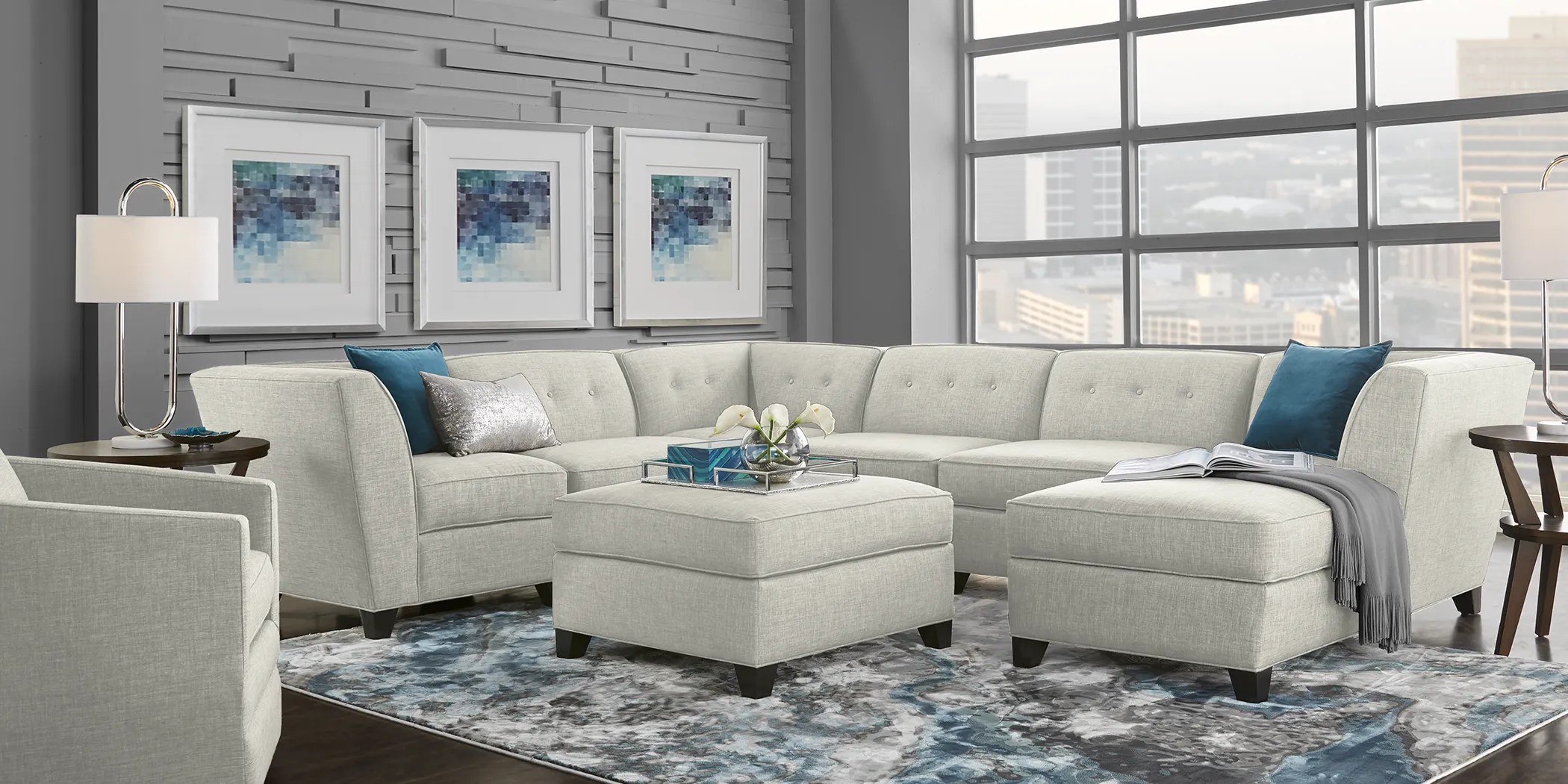 Harbour City San Marino Dove Gray 6 Pc Sectional - Thumbnail - Image 2