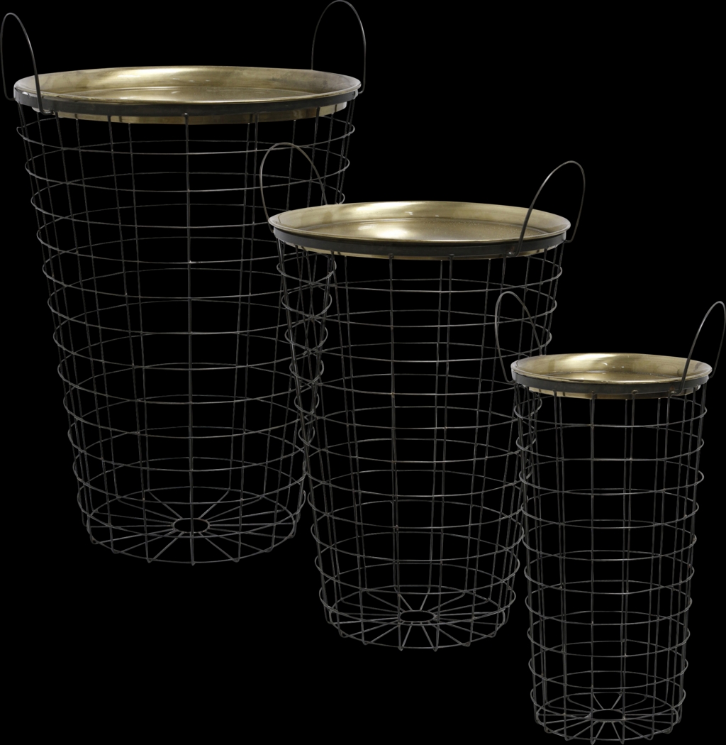 Hardeeville Brass Storage Basket, Set of 3 - Thumbnail - Image 1