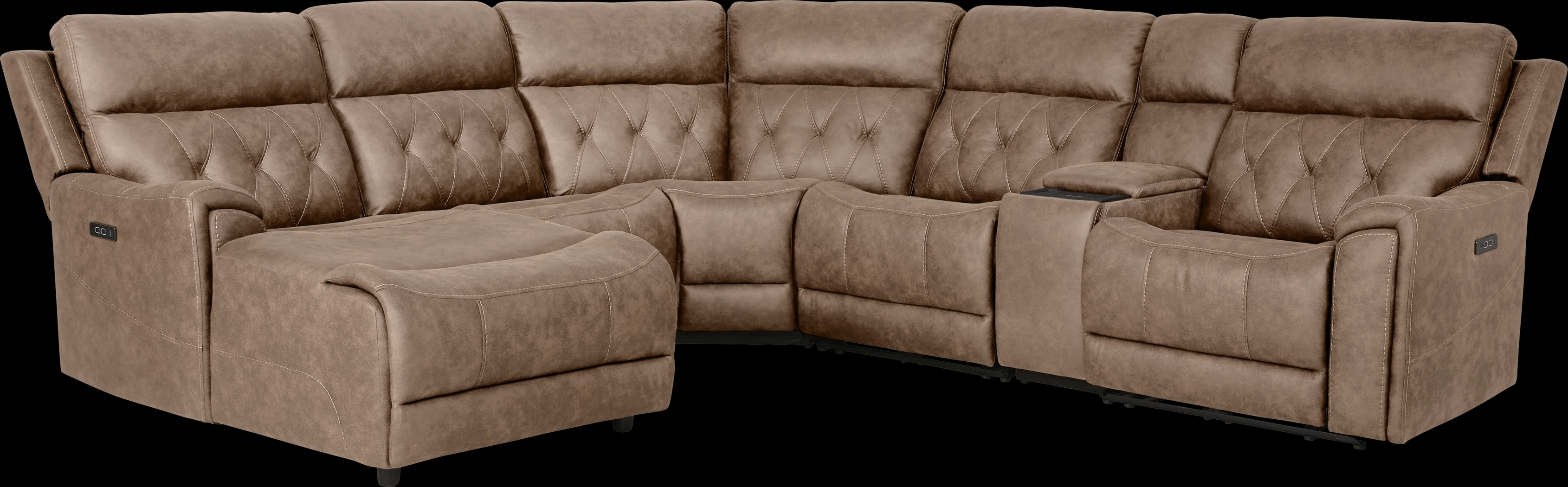 Hardwick Brown Dual Power 6 Pc Sectional With LAF Chaise - Thumbnail - Image 3