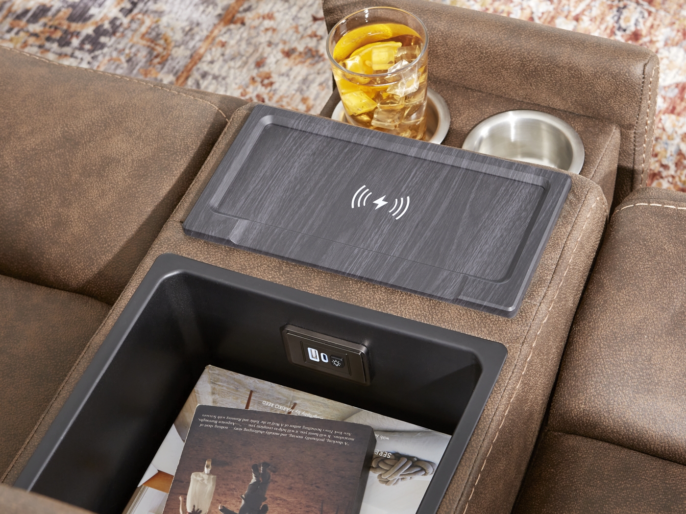 Hardwick Brown Dual Power 6 Pc Sectional With LAF Chaise - Thumbnail - Image 4