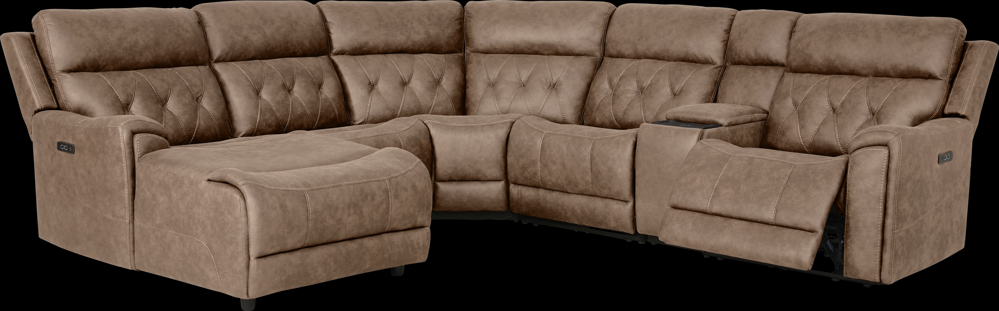 Hardwick Brown Dual Power 6 Pc Sectional With LAF Chaise - Thumbnail - Image 1
